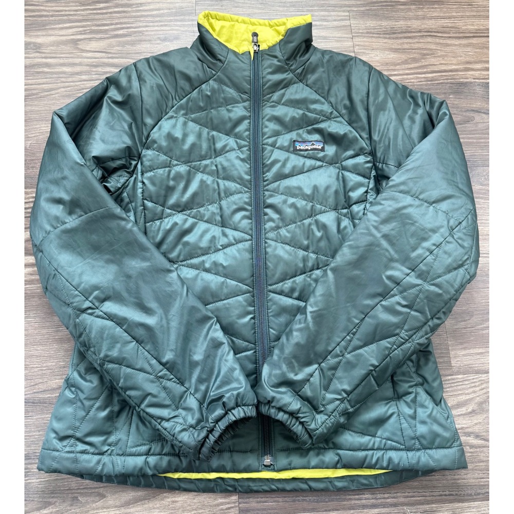 Patagonia Nano Puff Insulated Jacket Womens Green Yellow Full Zip Puffer medium